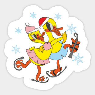 Ducklings on skates Sticker